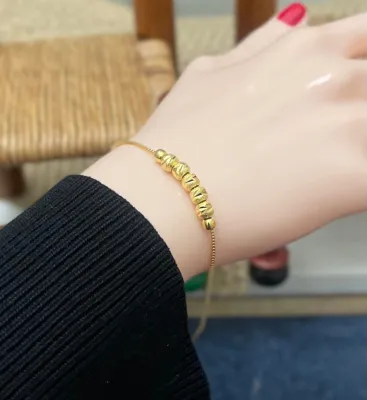 Shiny Golden Ball Decor Adjustable Bracelet